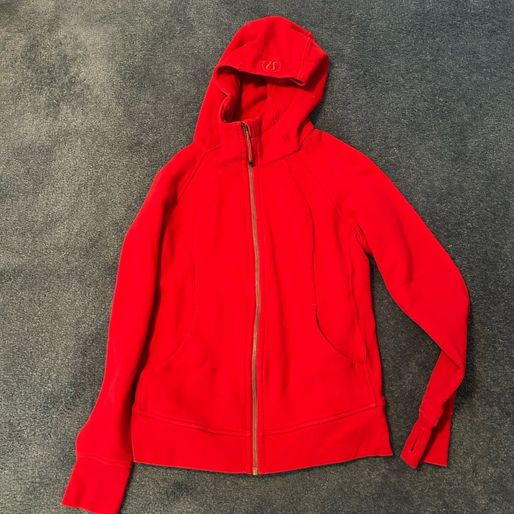 lululemon athletica Red Hooded Full-Zip Bomber Jacket